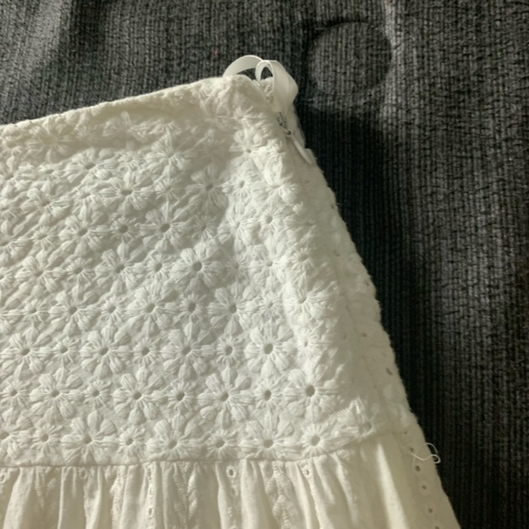Lauren Ralph Lauren Jeans Co Boho Eyelet Midi Skirt A-line Cotton White Size 12 - Picture 7 of 10